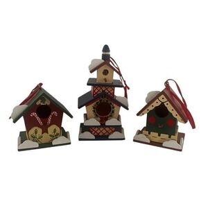 Lot Of Three 1997 House of Lloyd Wooden Ornament Bird Houses